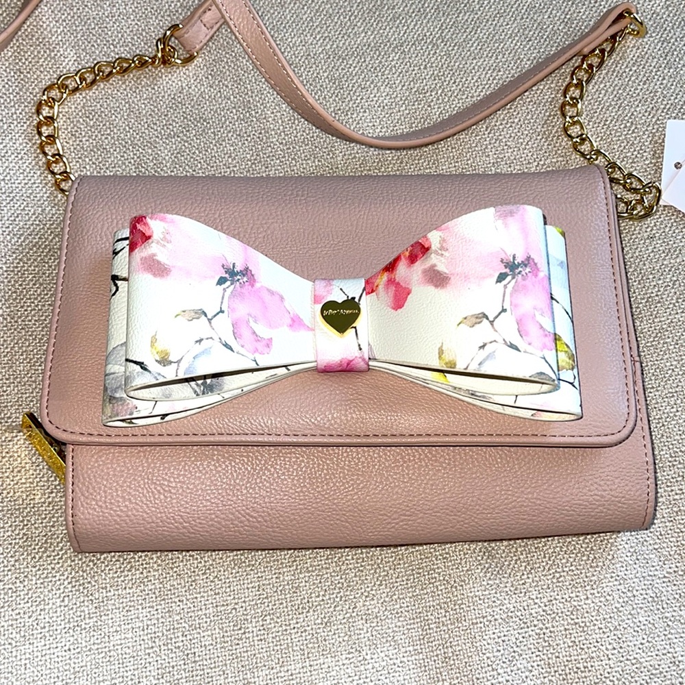 Betsey Johnson Blush 6”X9” wallet/purse with strap!  NWT